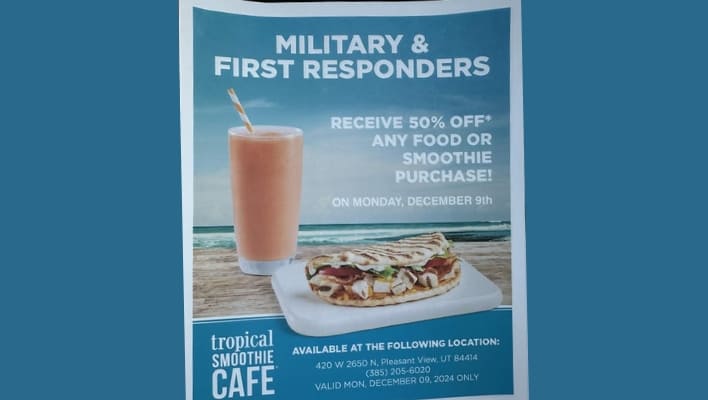 Tropical Smoothie Military Discount Offers