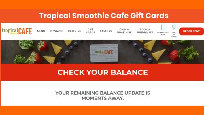 Tropical smoothie cafe gift card balance check online