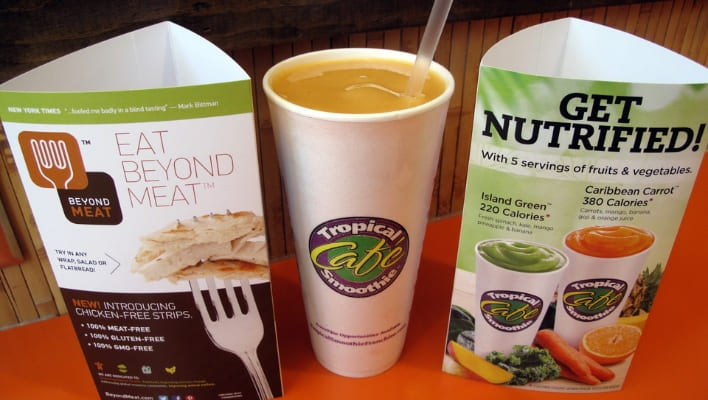 Vegan Items at Tropical Smoothie Cafe-Beyond meat