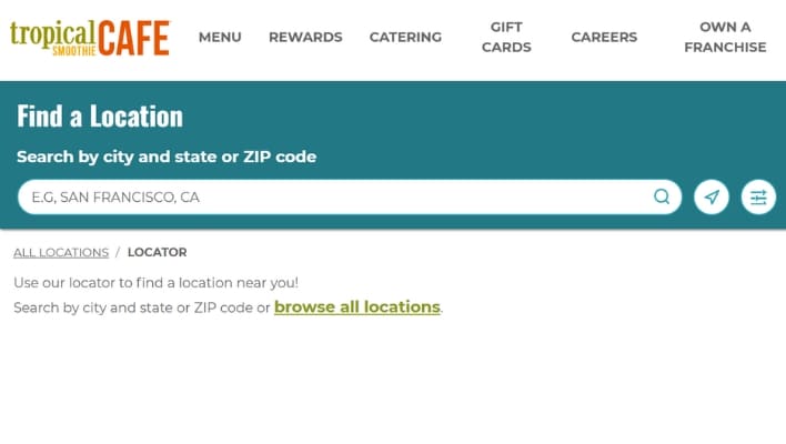 Find the nearest Tropical Smoothie Cafe location near you
