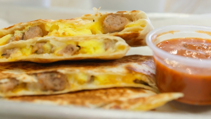 Tropical Smoothie Sausage Egg & Cheese Dilla